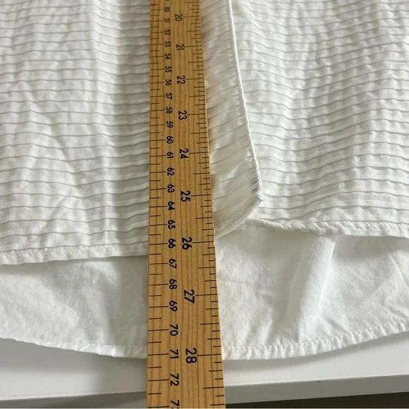 Eloise Pintucked White Cotton Band-Collar Blouse, Made in France - Picture 6 of 7